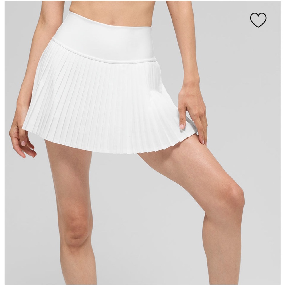 ALO Yoga White Mini Pleated Skirt